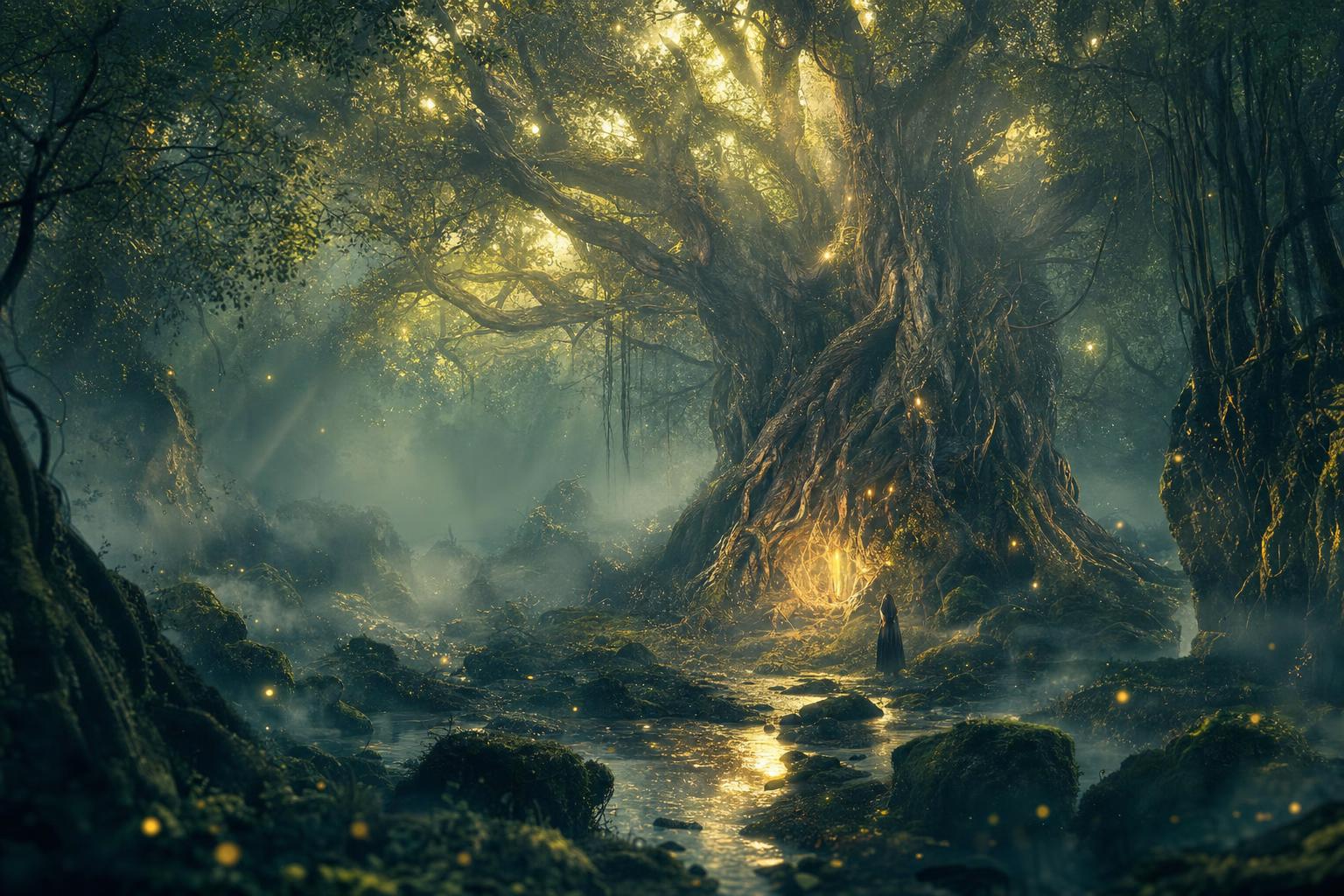 Magical Ancient Tree Forest Prompt generated result example 3