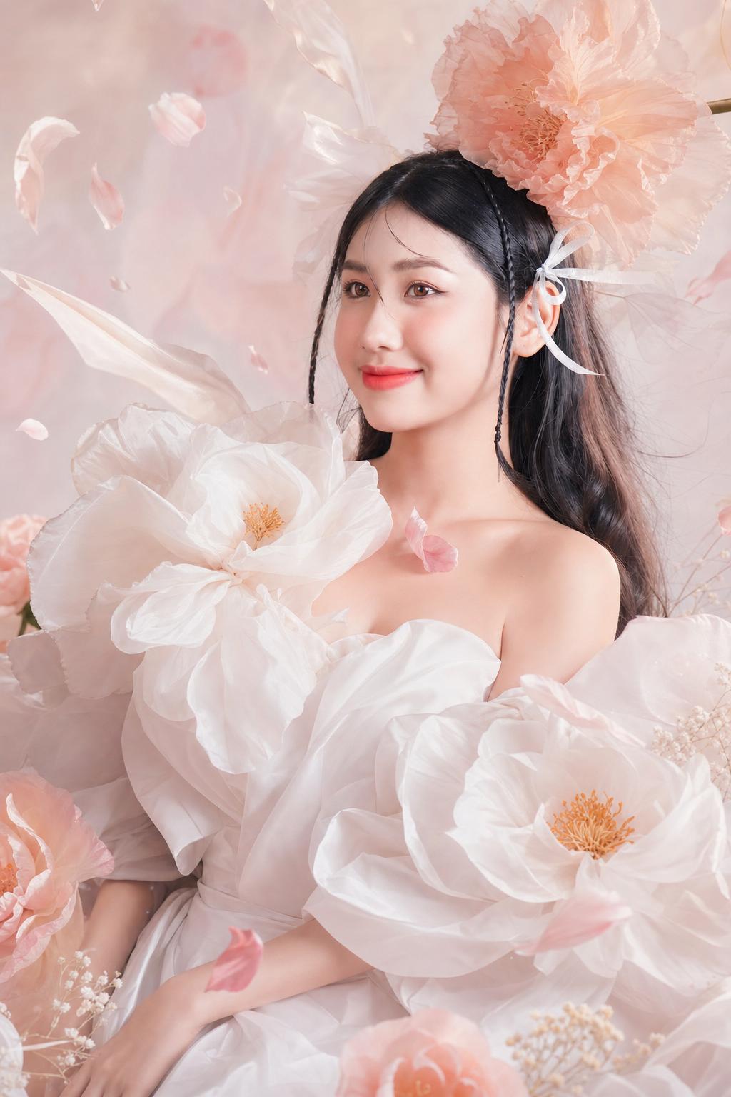 High-Fashion Floral Surrealism Portrait Prompt generated result example 2