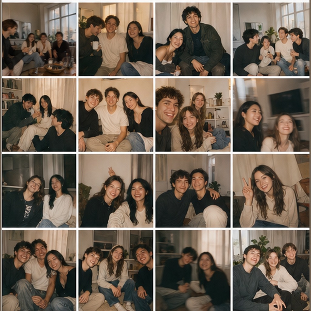 4x4 Candid Nostalgic Photo Grid Prompt Example 1 after image