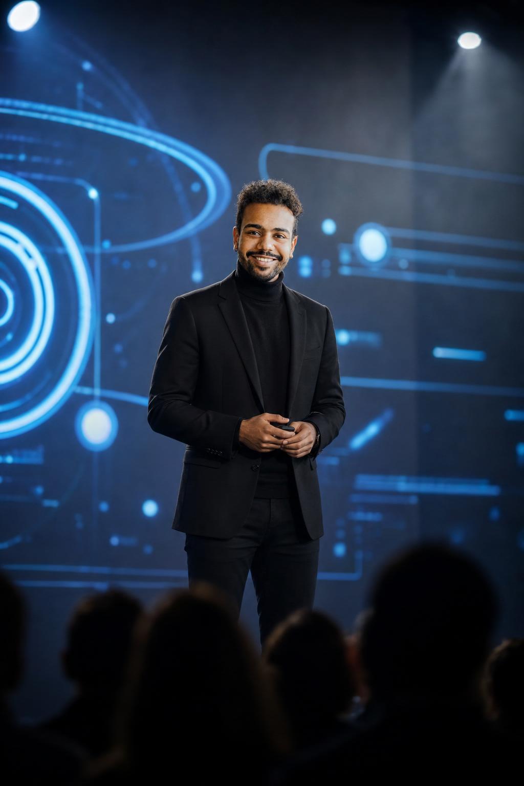 AI portrait result created with AI Startup Founder Launch Event Prompt example 1