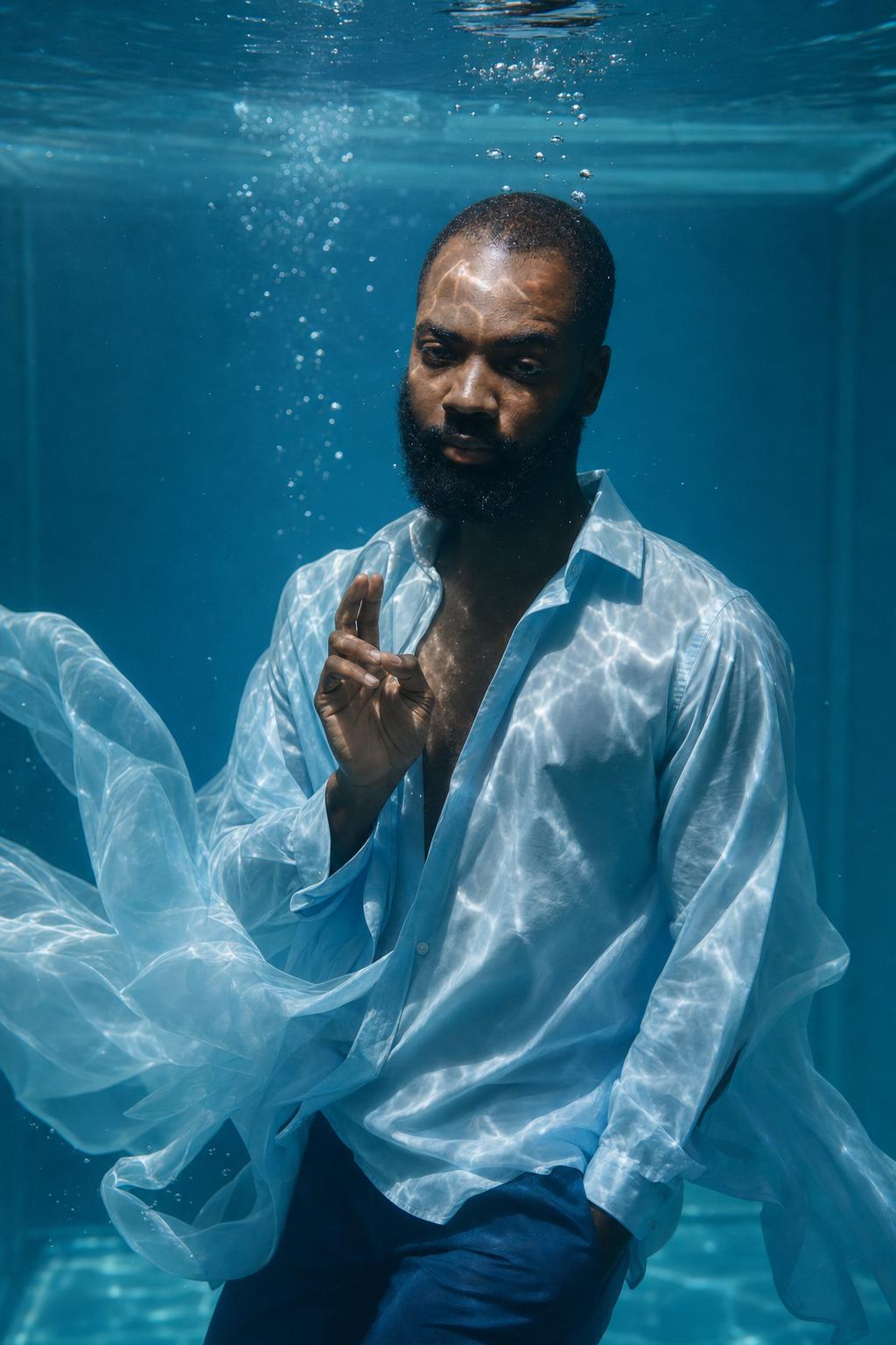 Underwater Fashion Tank Portrait Prompt generated result example 2