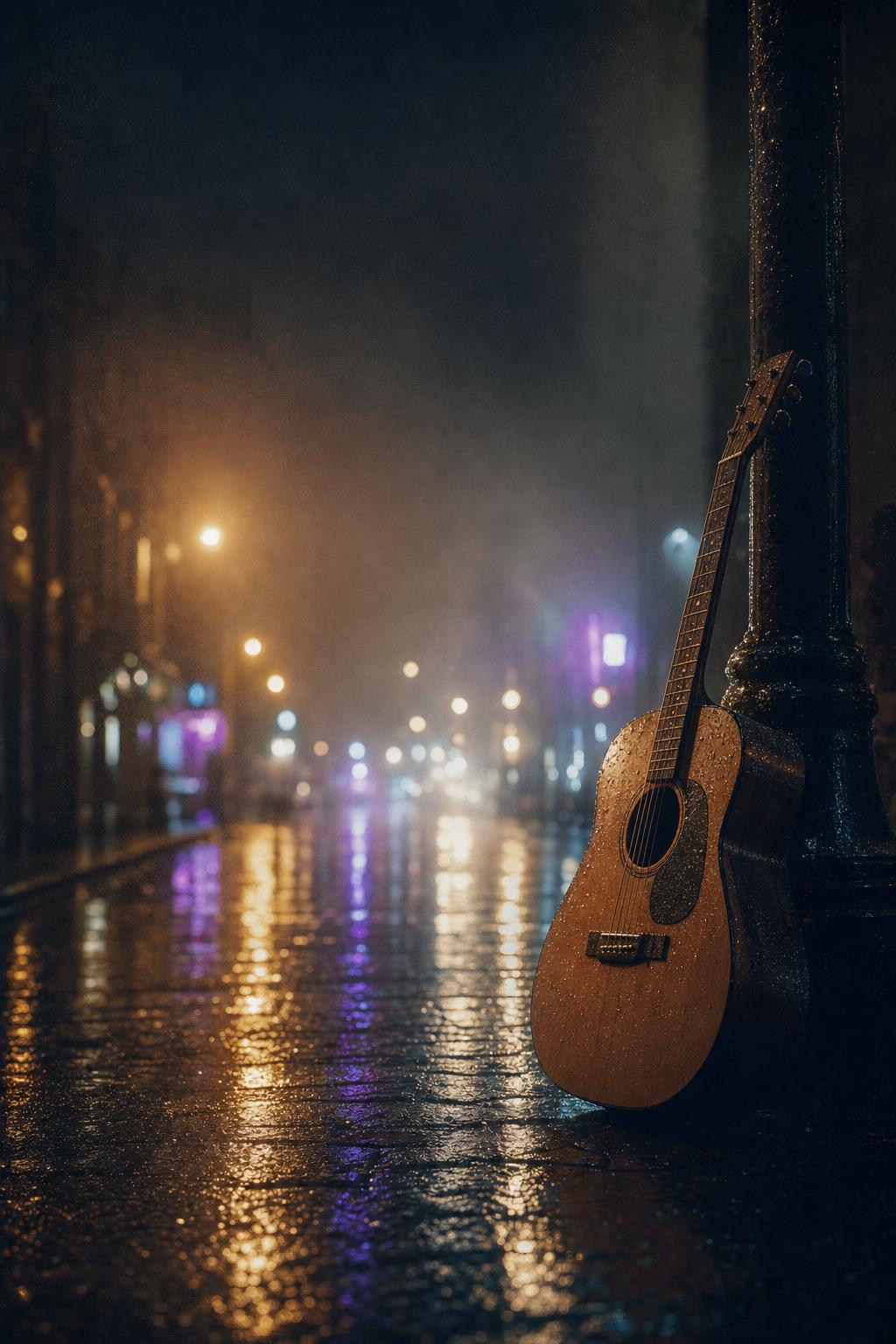 Rainy City Musician Selfie Prompt for ChatGPT Images Example 1 after result
