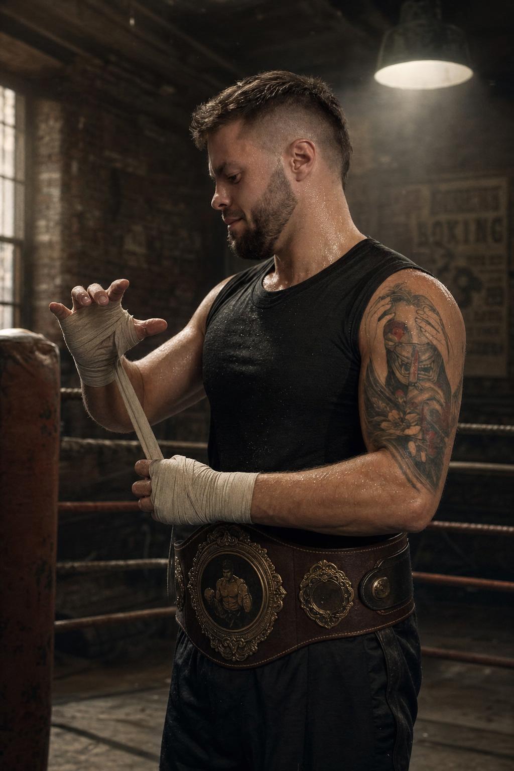 Underground Boxing Champion Portrait Prompt generated result example 3
