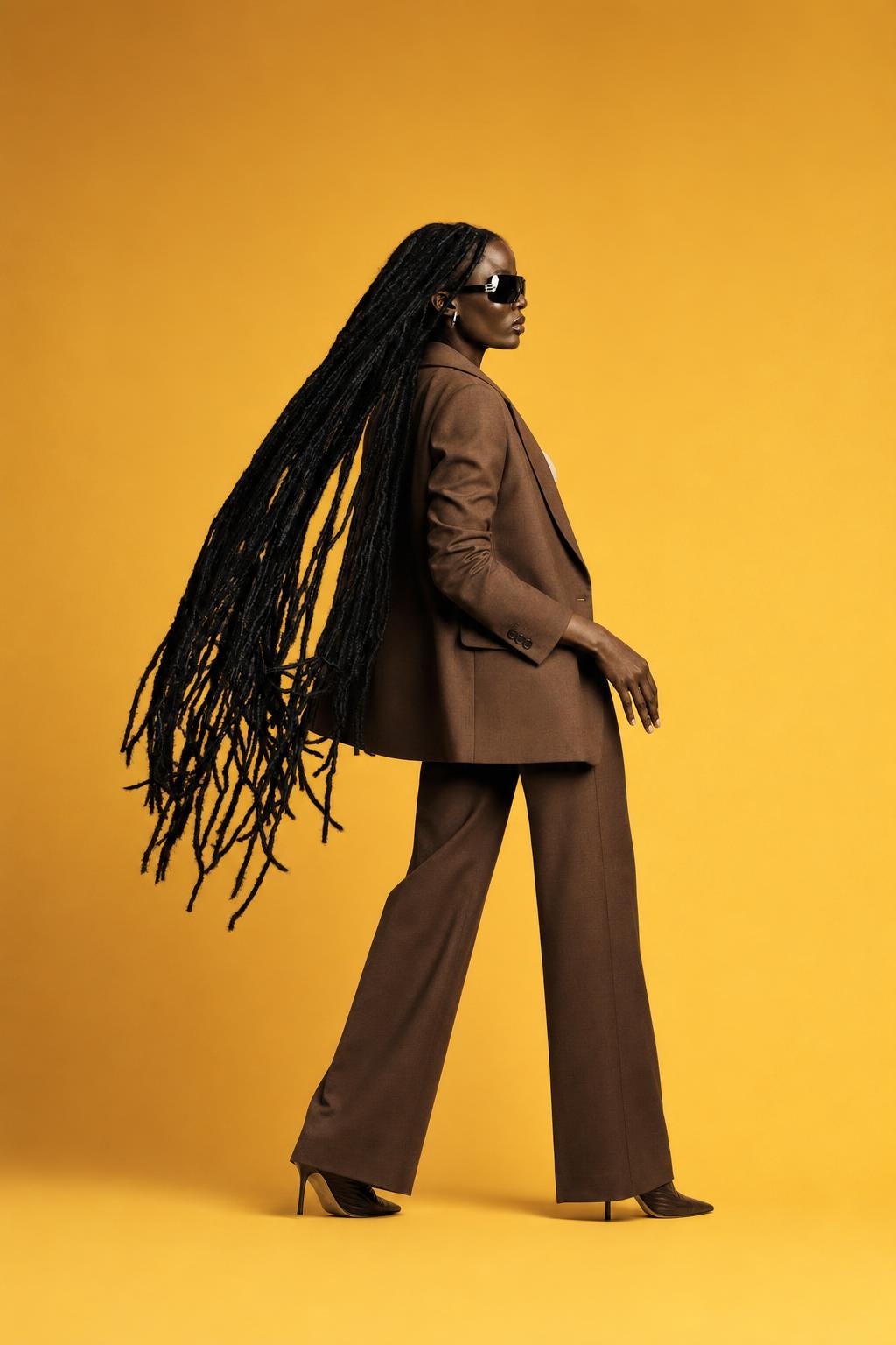 Brown Suit Yellow Studio AI Selfie Portrait Prompt generated result example 2
