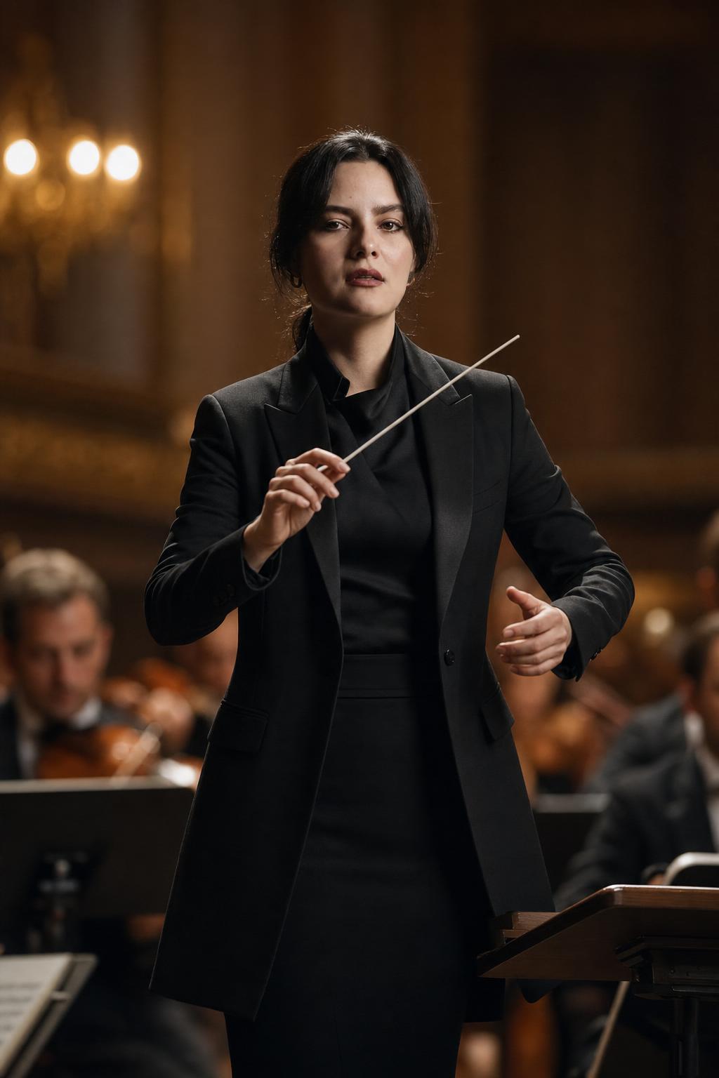 Orchestra Conductor Concert Hall Portrait Prompt generated result example 2