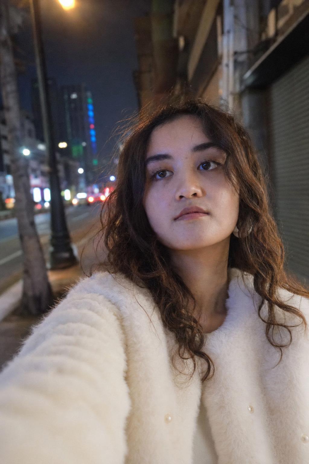 ChatGPT Night Street Neon Phone Selfie Prompt generated result example 2