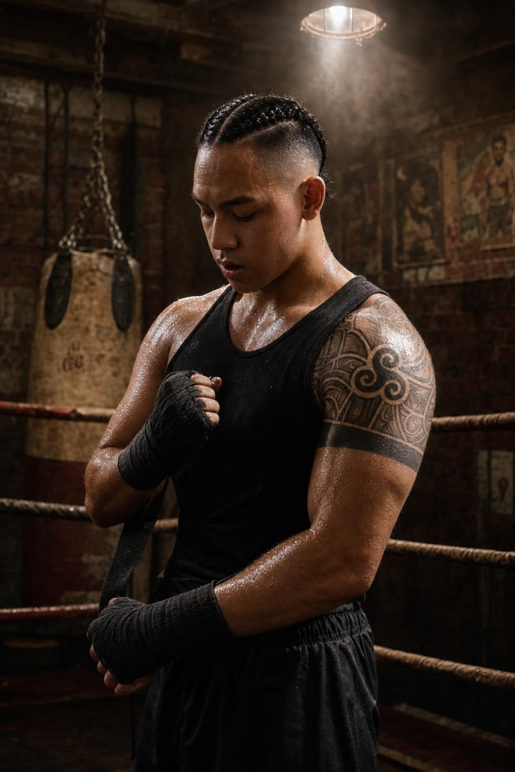 Underground Boxing Champion Portrait Prompt generated result example 2