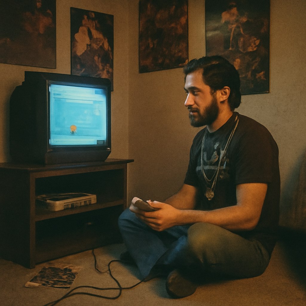 Retro 90s Game Room Photo Prompt Example 3 after result
