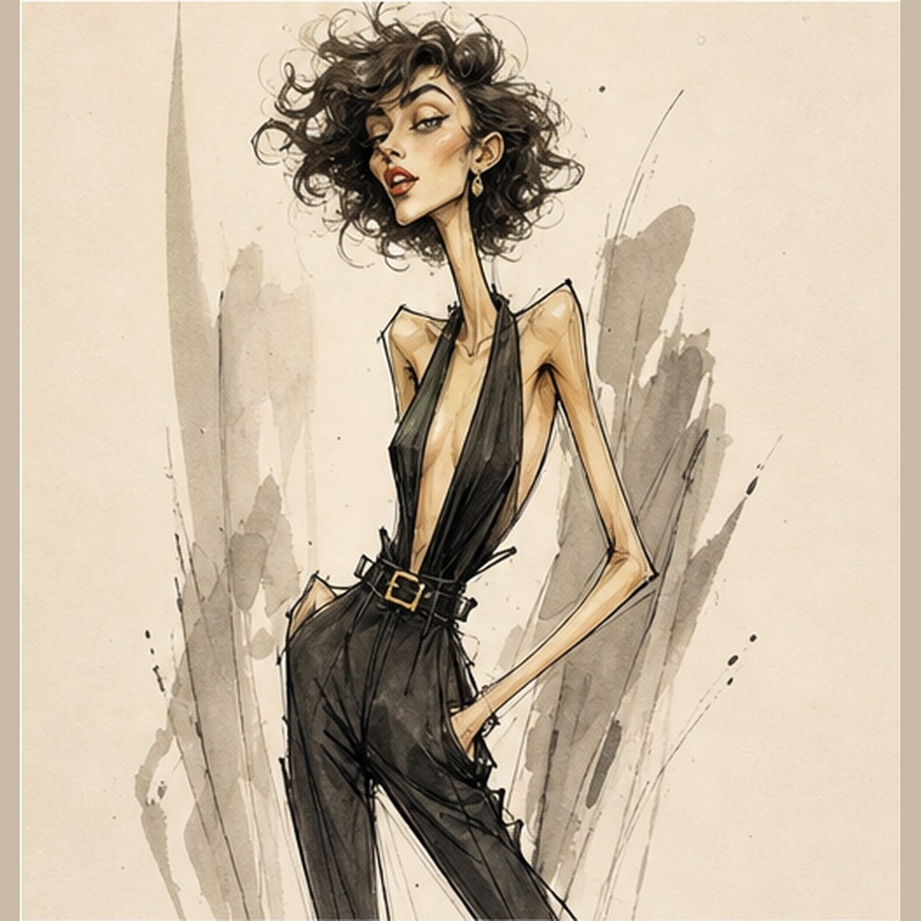 Grotesque Fashion Caricature Sketch Example 1 after image
