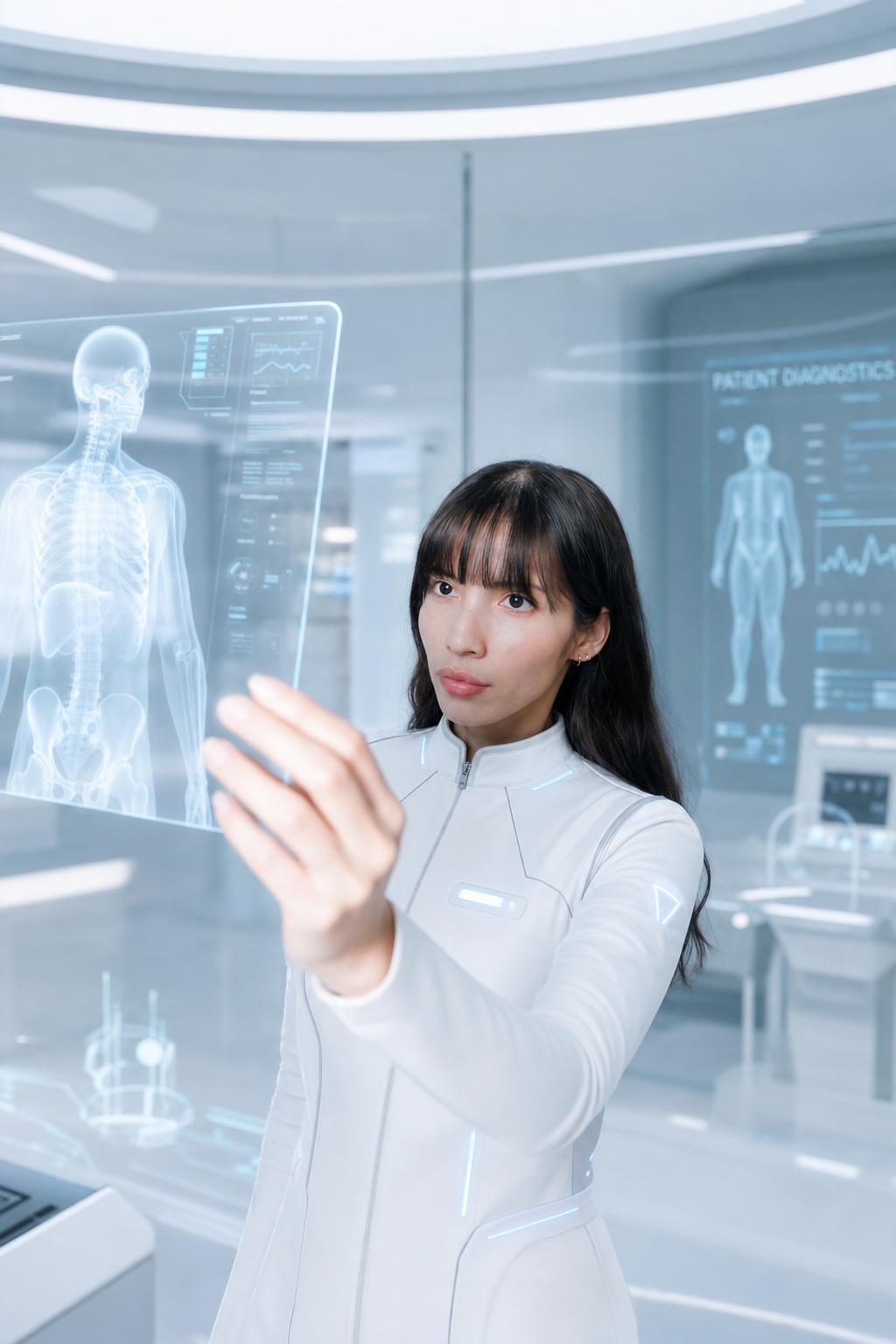 AI portrait result created with Futuristic Medical Android Advertisement Prompt example 1