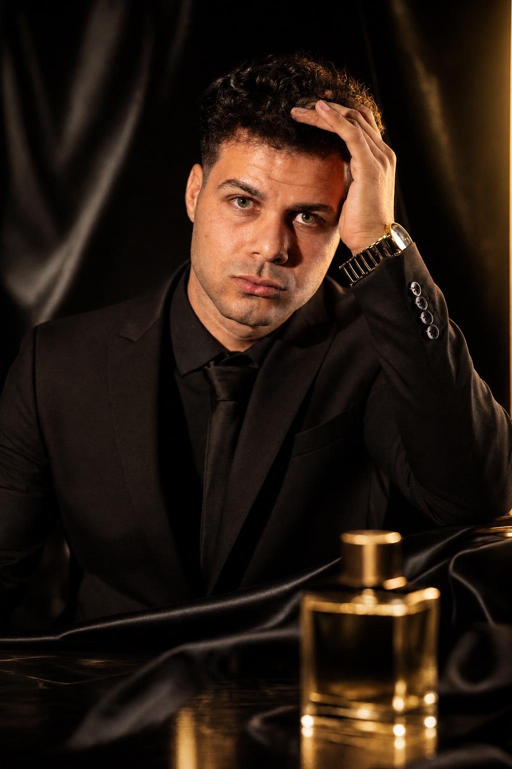 Luxury Perfume Campaign Portrait Prompt generated result example 2