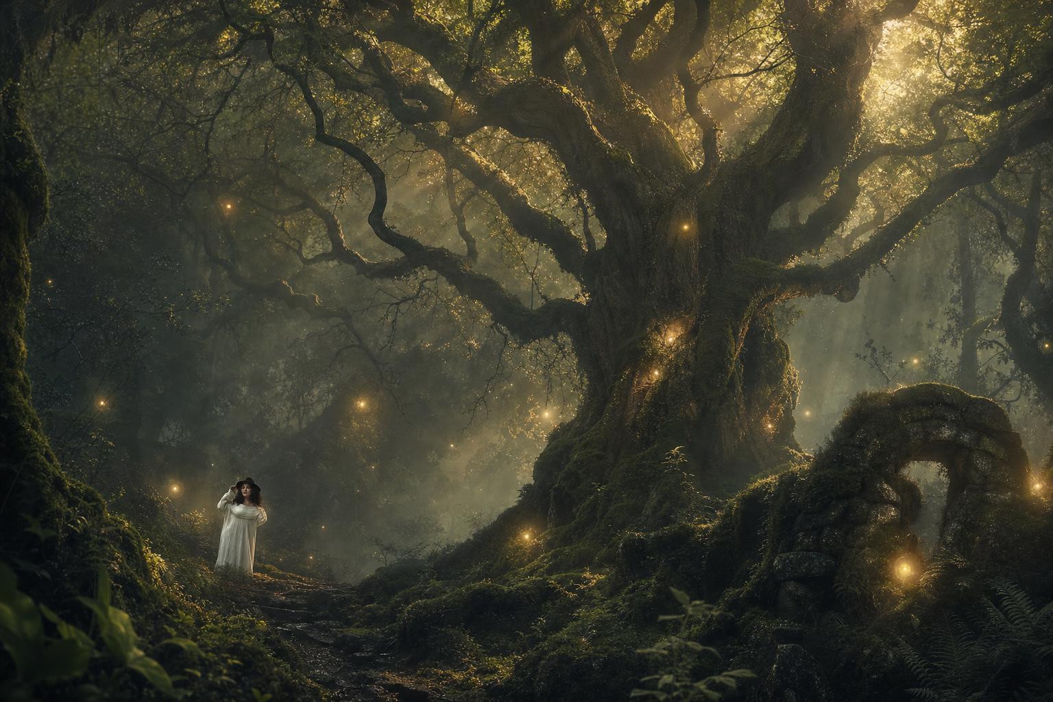 AI result created with Magical Ancient Tree Forest Prompt example 1