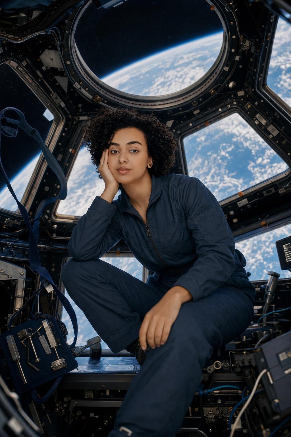 Space Station Cupola Portrait Prompt generated result example 2