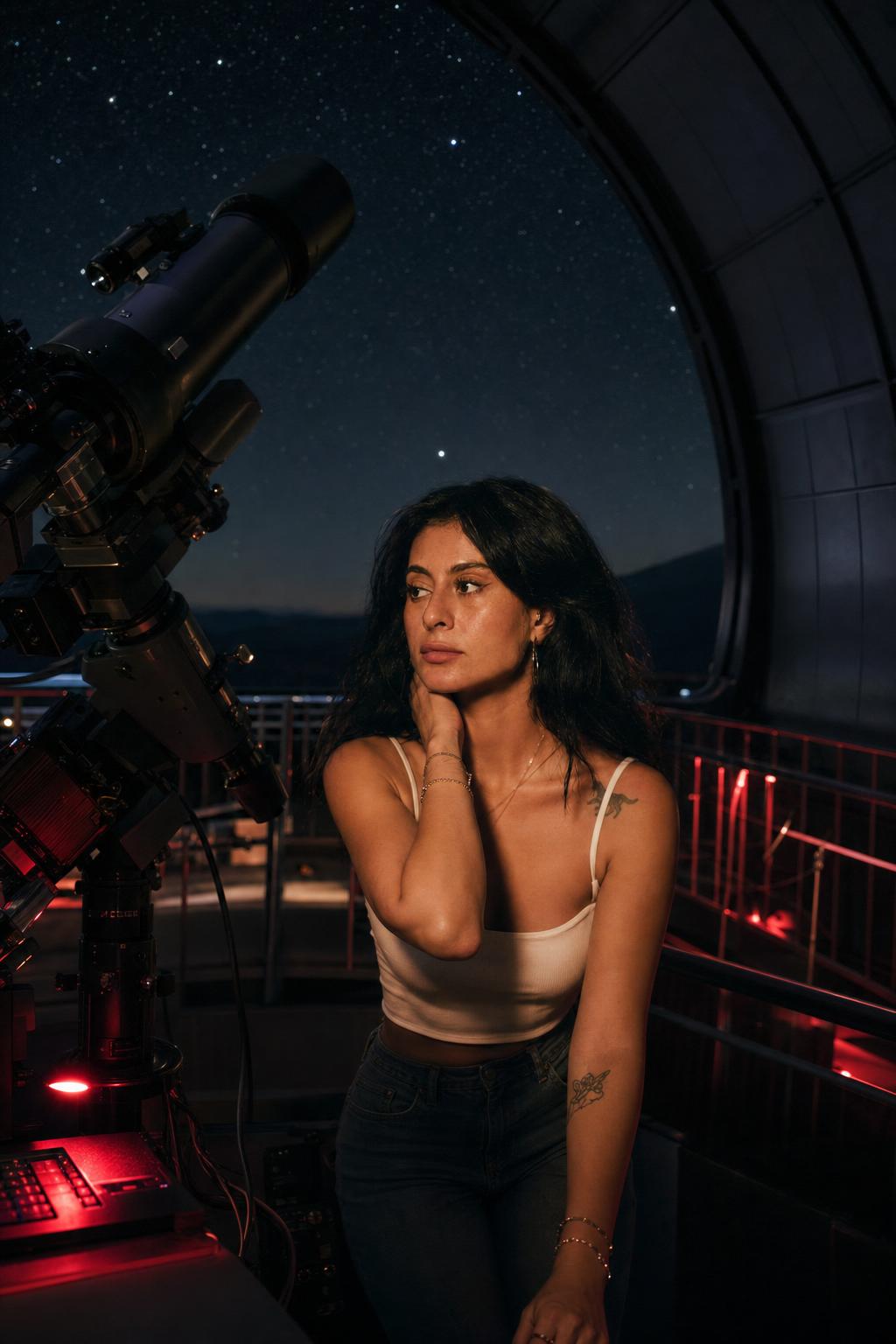 Observatory Stargazer Night Portrait Prompt generated result example 2