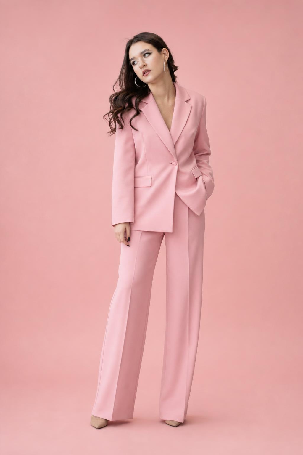 Pastel Pantsuit Blush Studio AI Portrait Prompt for ChatGPT generated result example 2