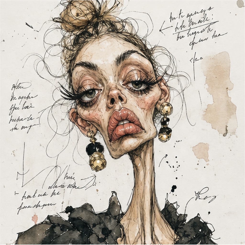 Grotesque Fashion Caricature Sketch generated result example 2