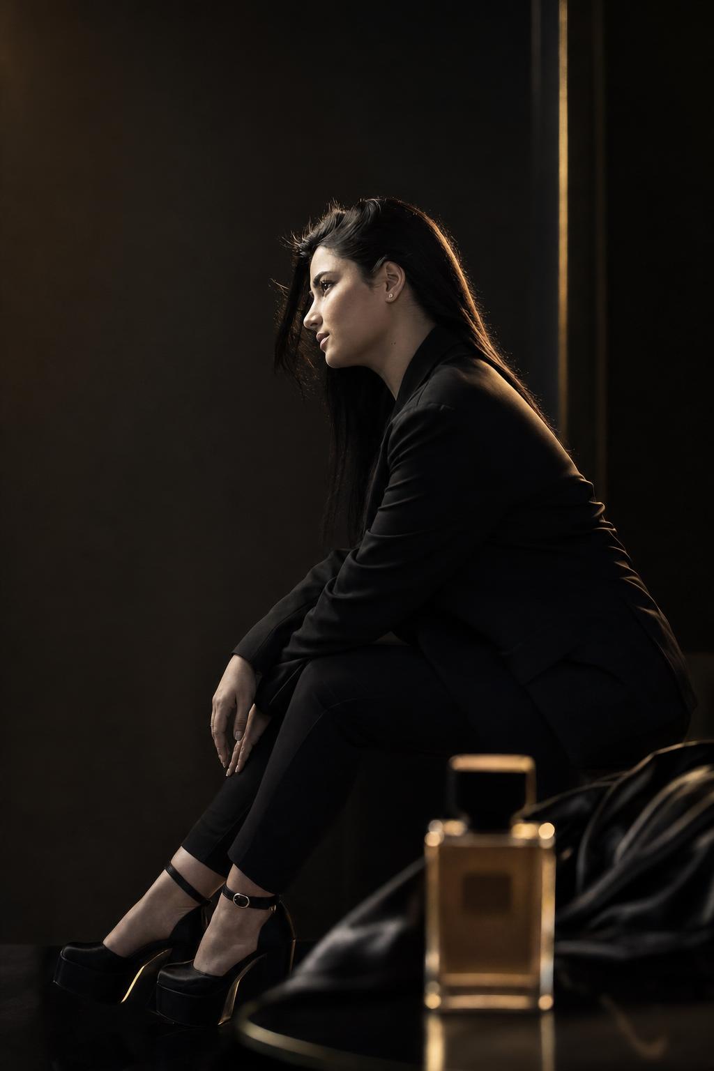 Luxury Perfume Campaign Portrait Prompt generated result example 3