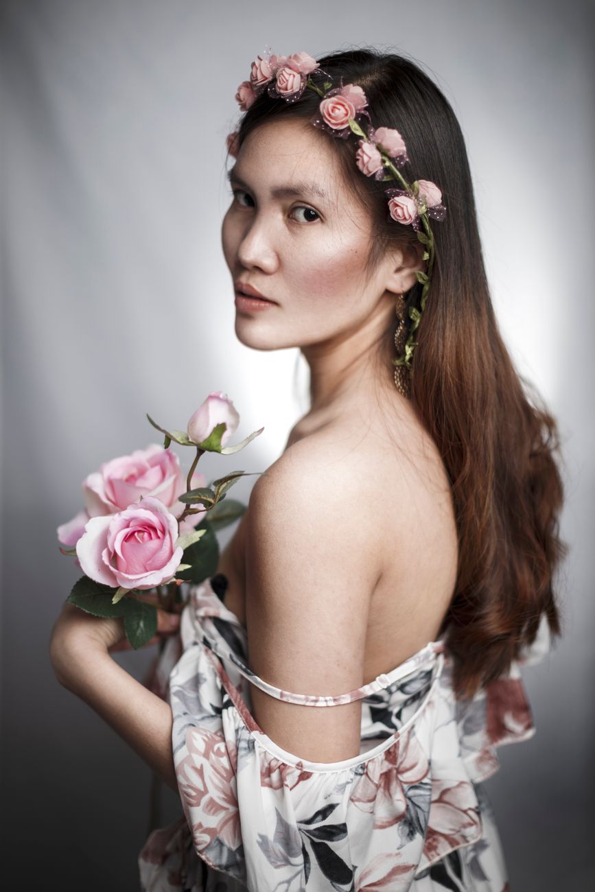 High-Fashion Floral Surrealism Portrait Prompt source portrait example 1