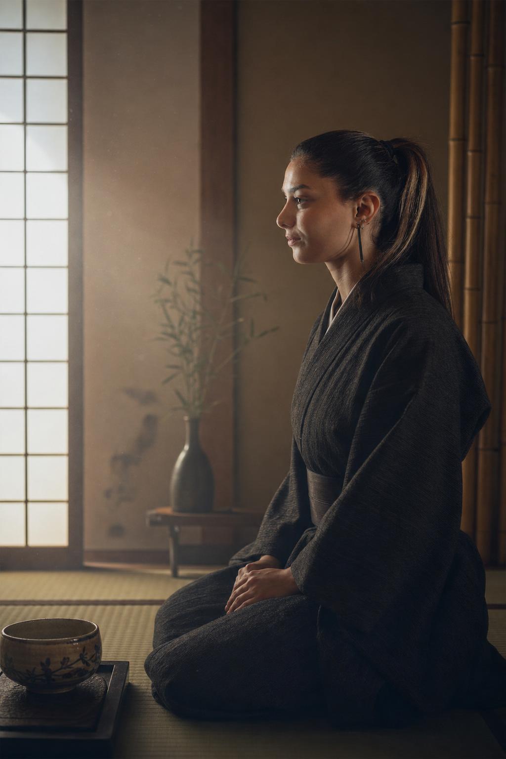 AI portrait result created with Samurai Tea Ceremony Portrait Prompt example 1