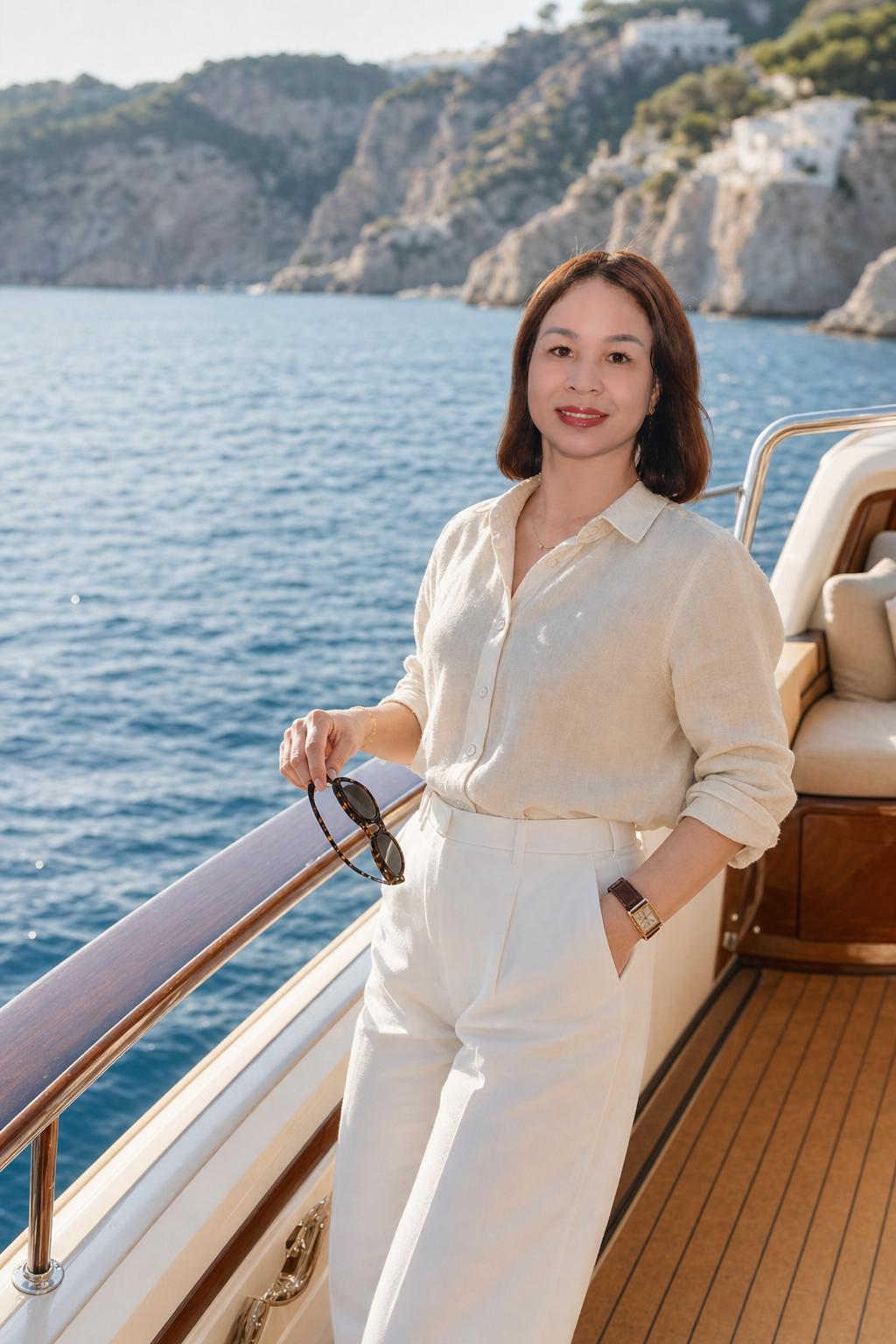 Old Money Yacht Lifestyle Portrait Prompt generated result example 3