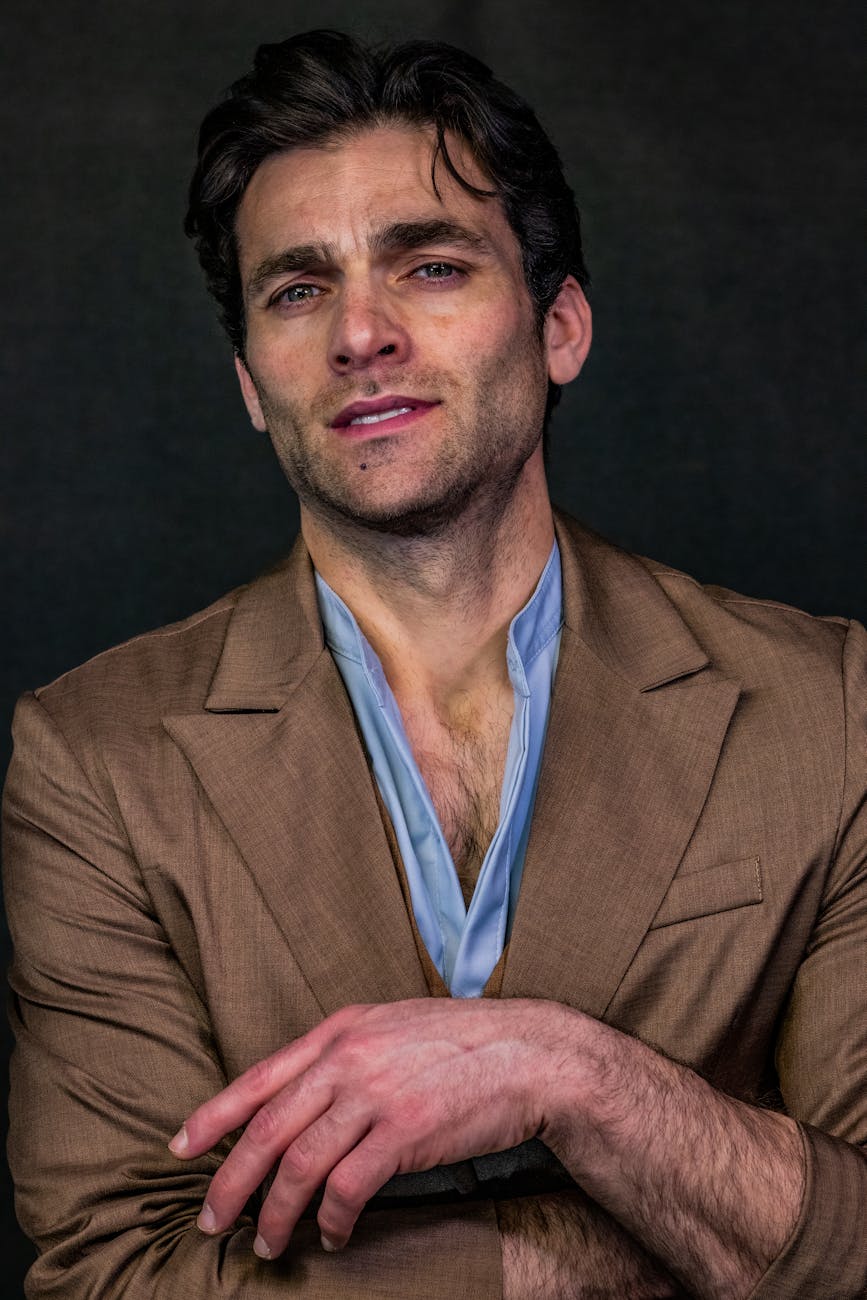Brown Suit Yellow Studio AI Selfie Portrait Prompt Example 1 before image