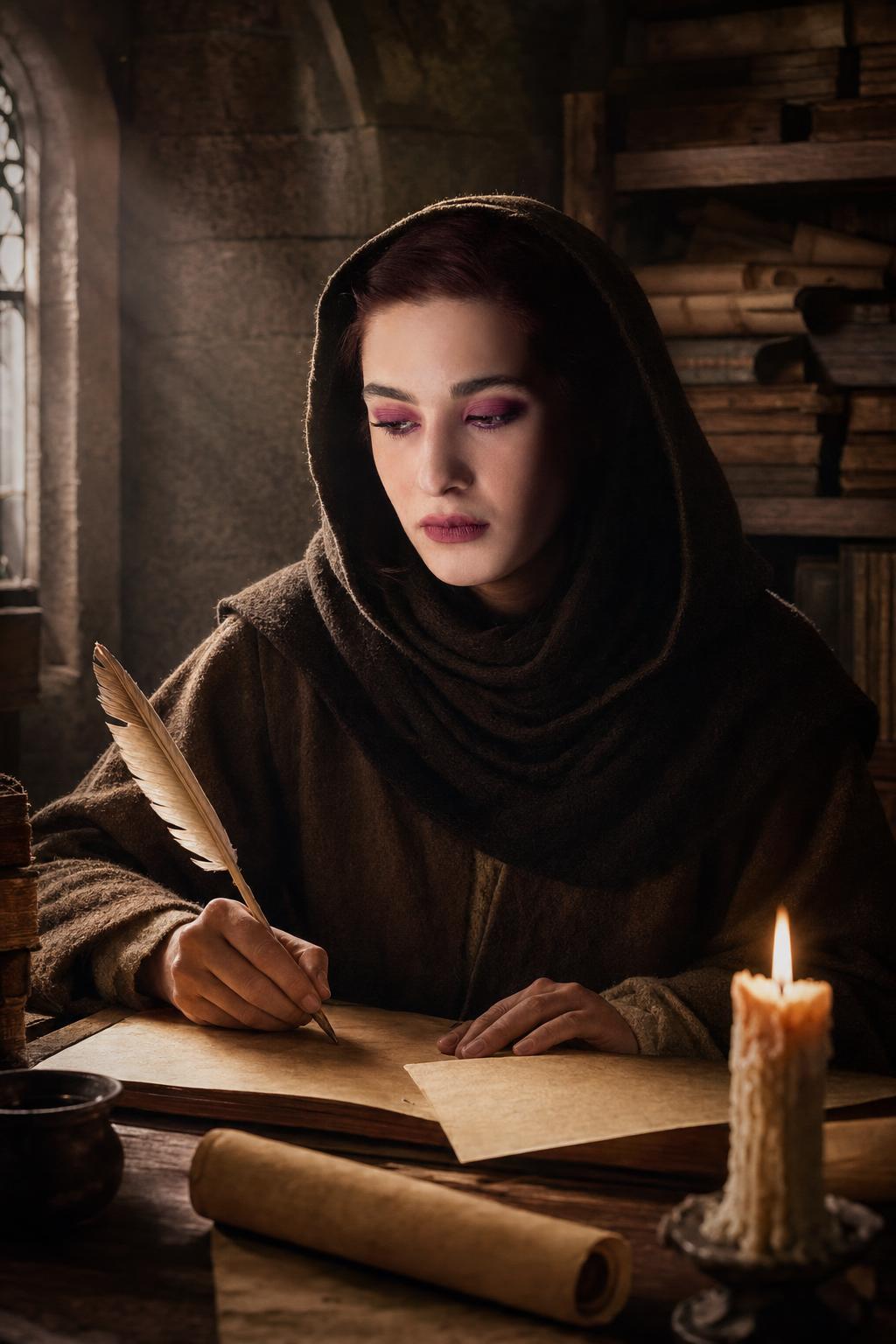 AI portrait result created with Medieval Monastery Scholar Portrait Prompt example 1