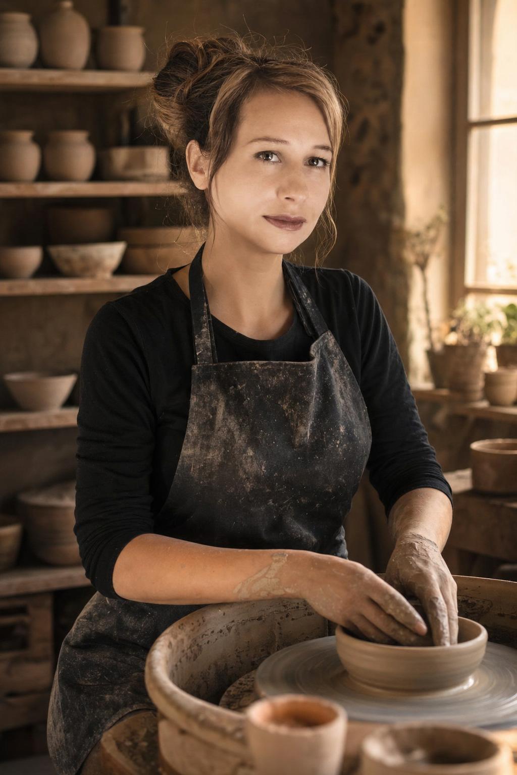 Artisan Pottery Studio Portrait Prompt generated result example 3