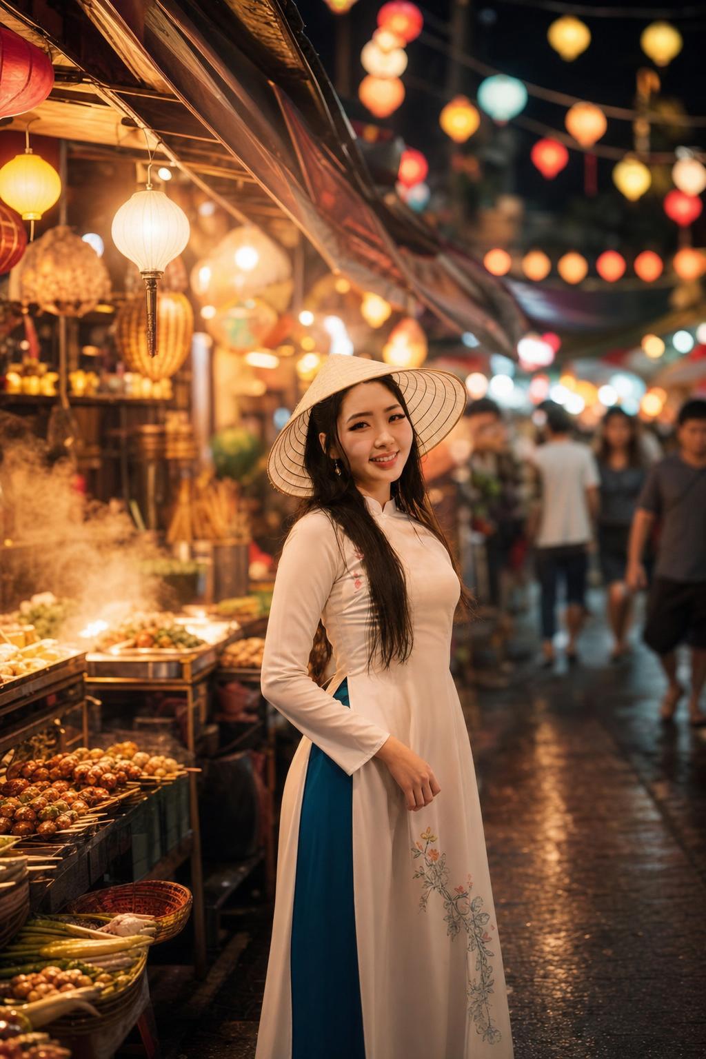Street Food Night Market Portrait Prompt generated result example 2