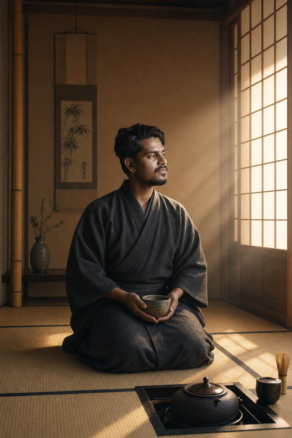 Samurai Tea Ceremony Portrait Prompt generated result example 3
