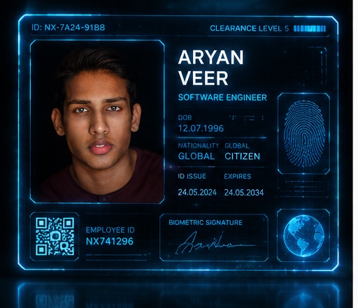 Futuristic Hologram ID Card Prompt generated result
