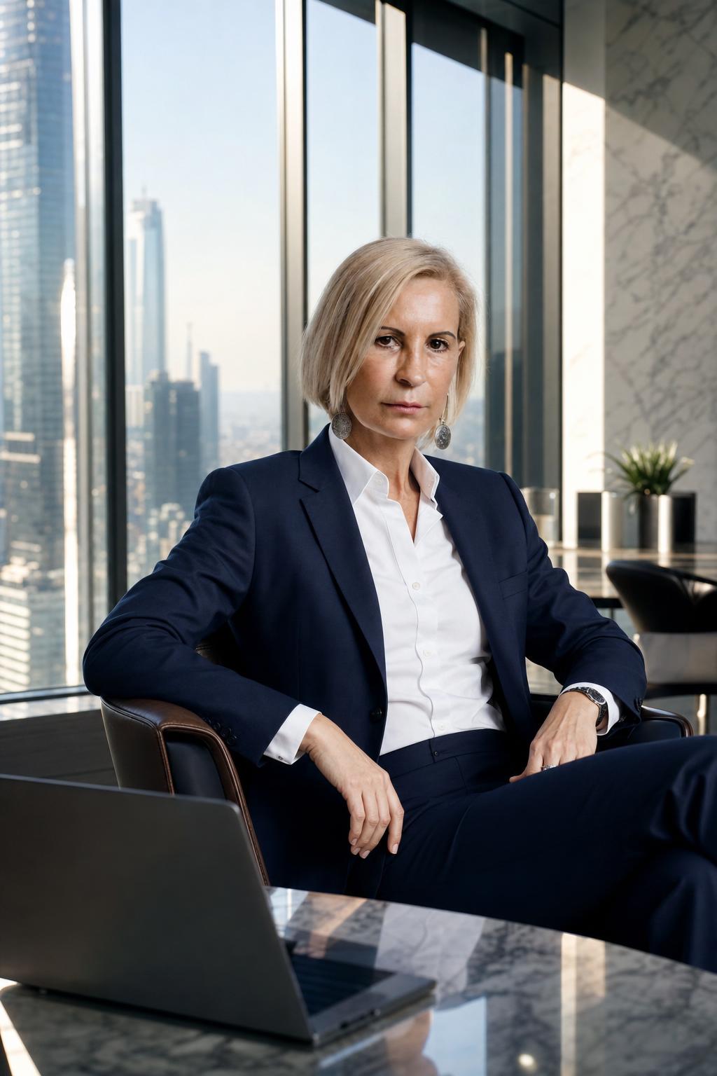 Billionaire CEO Glass Skyscraper Office Prompt generated result example 3