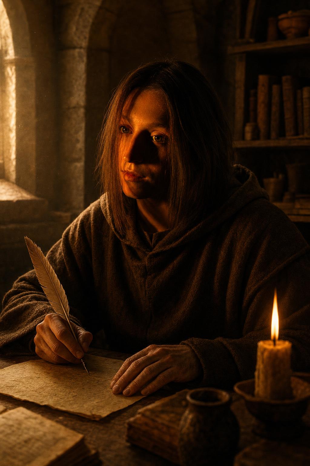 Medieval Monastery Scholar Portrait Prompt generated result example 3