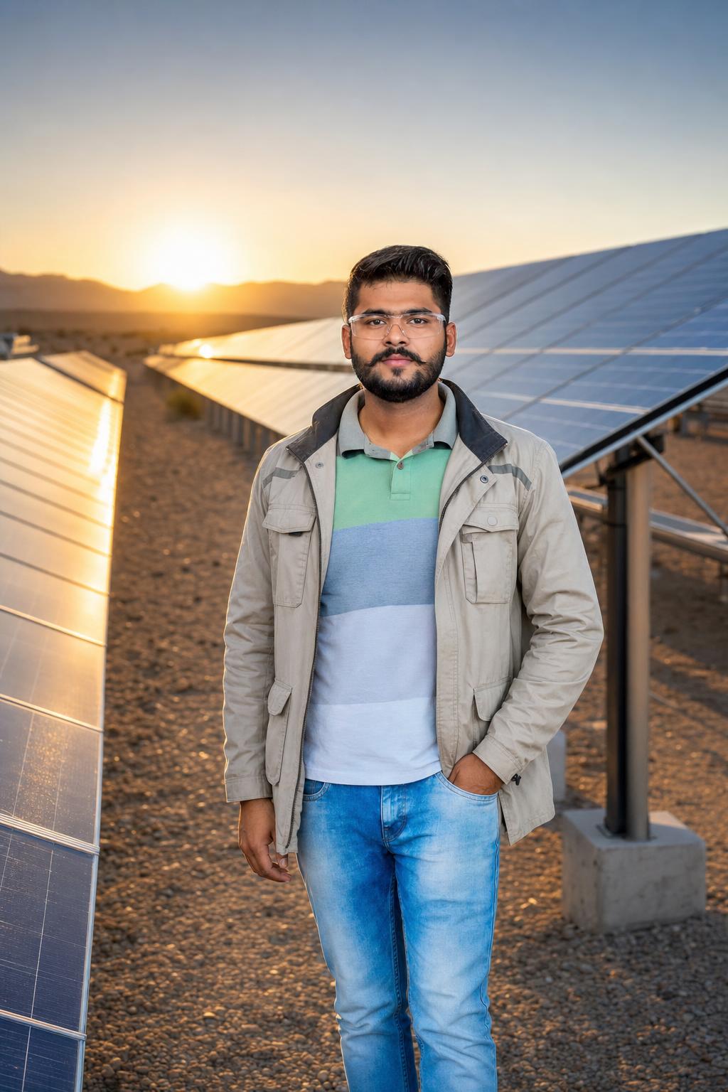 Glass Desert Solar Engineer Portrait Prompt generated result example 2