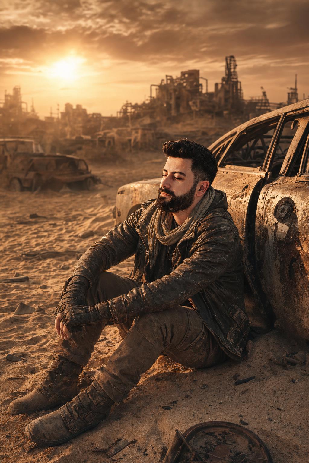 AI portrait result created with Post-Apocalyptic Desert Survivor Prompt example 1