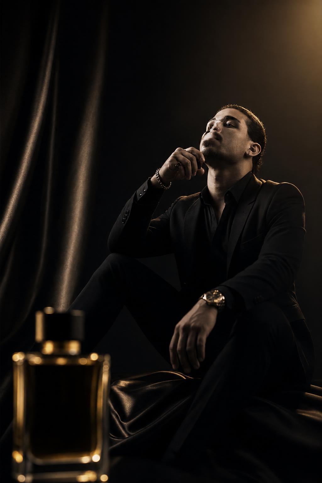AI portrait result created with Luxury Perfume Campaign Portrait Prompt example 1