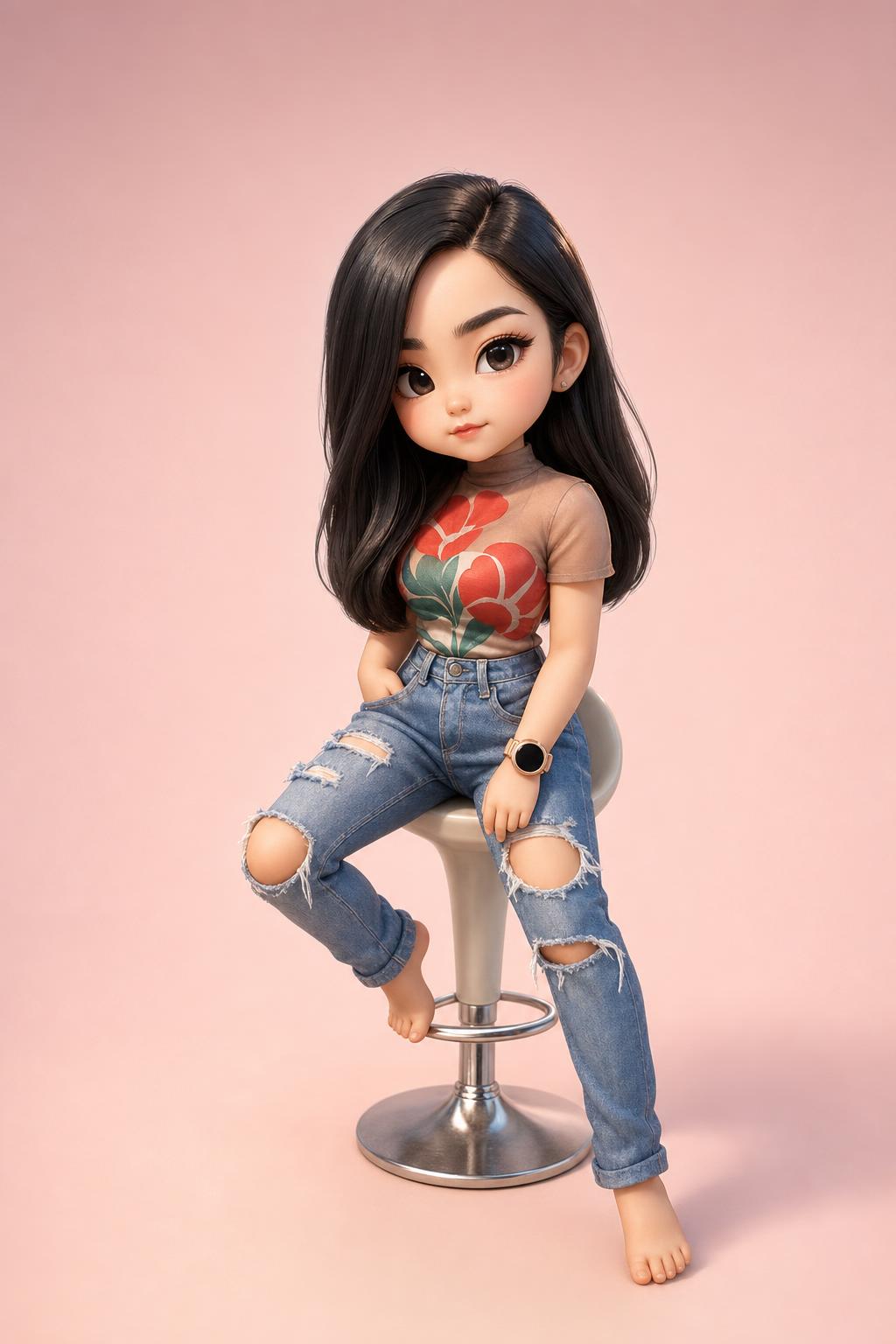 Cute 3D Mini Chibi Character Prompt Example 3 after result