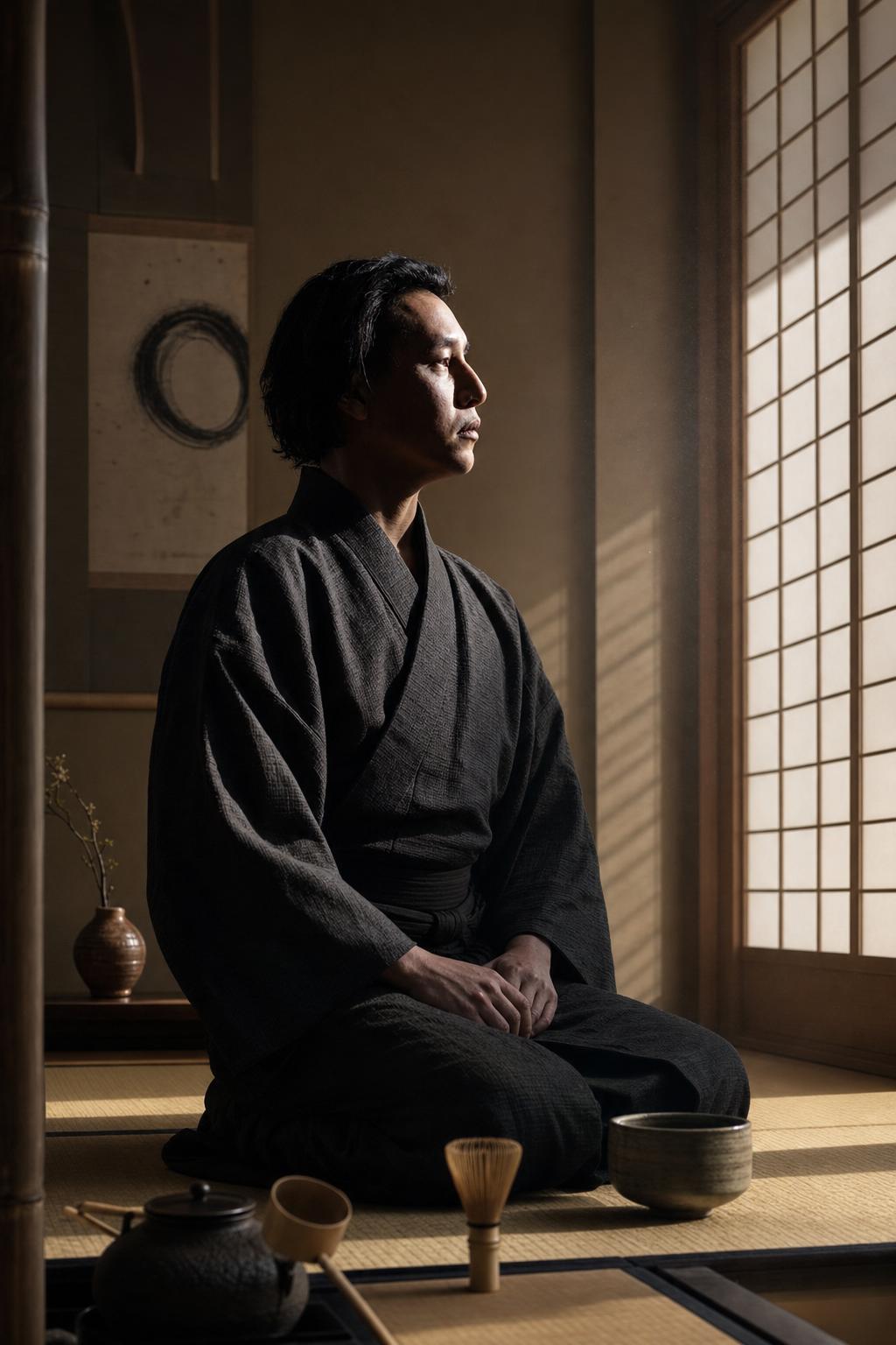 Samurai Tea Ceremony Portrait Prompt generated result example 2