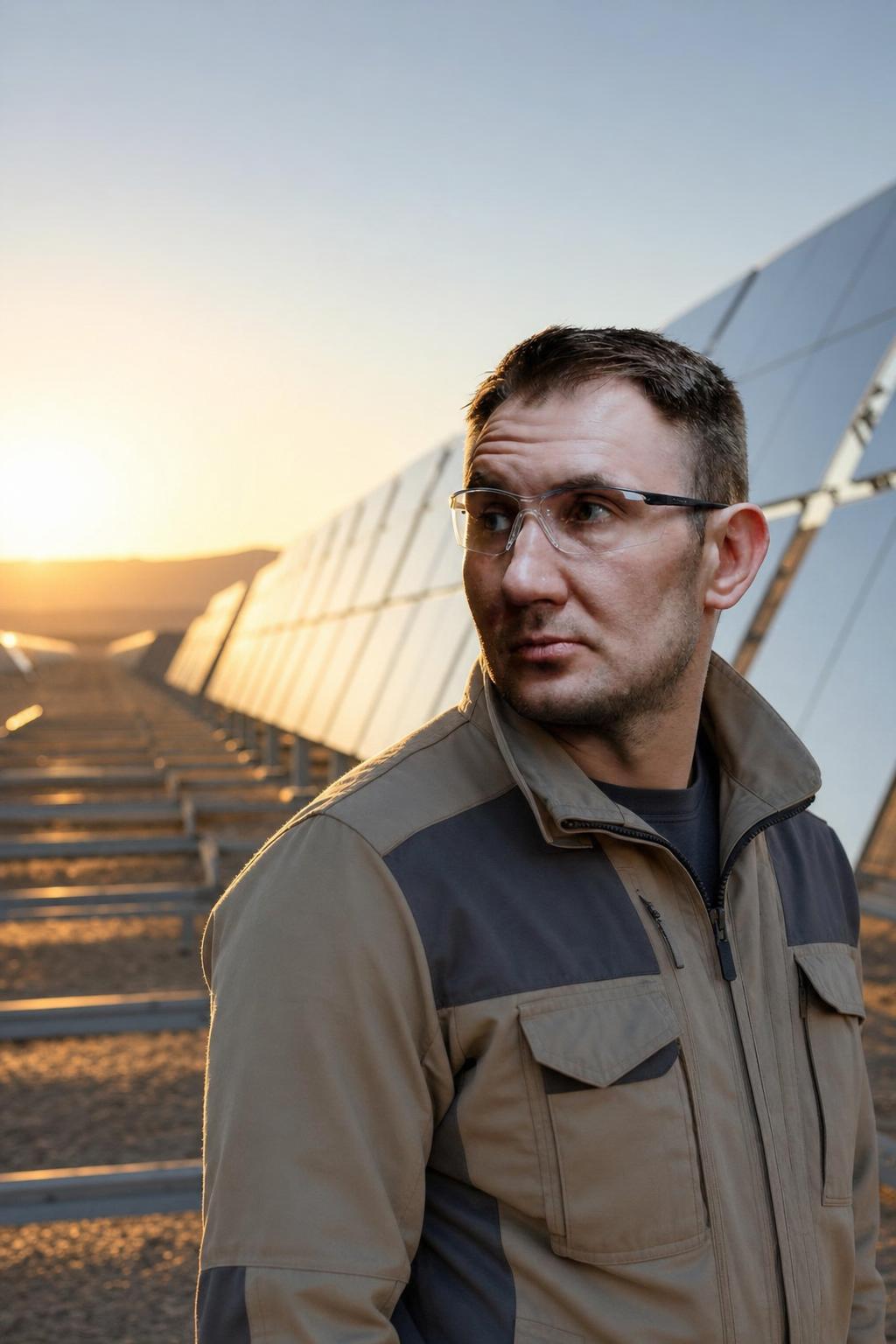 AI portrait result created with Glass Desert Solar Engineer Portrait Prompt example 1