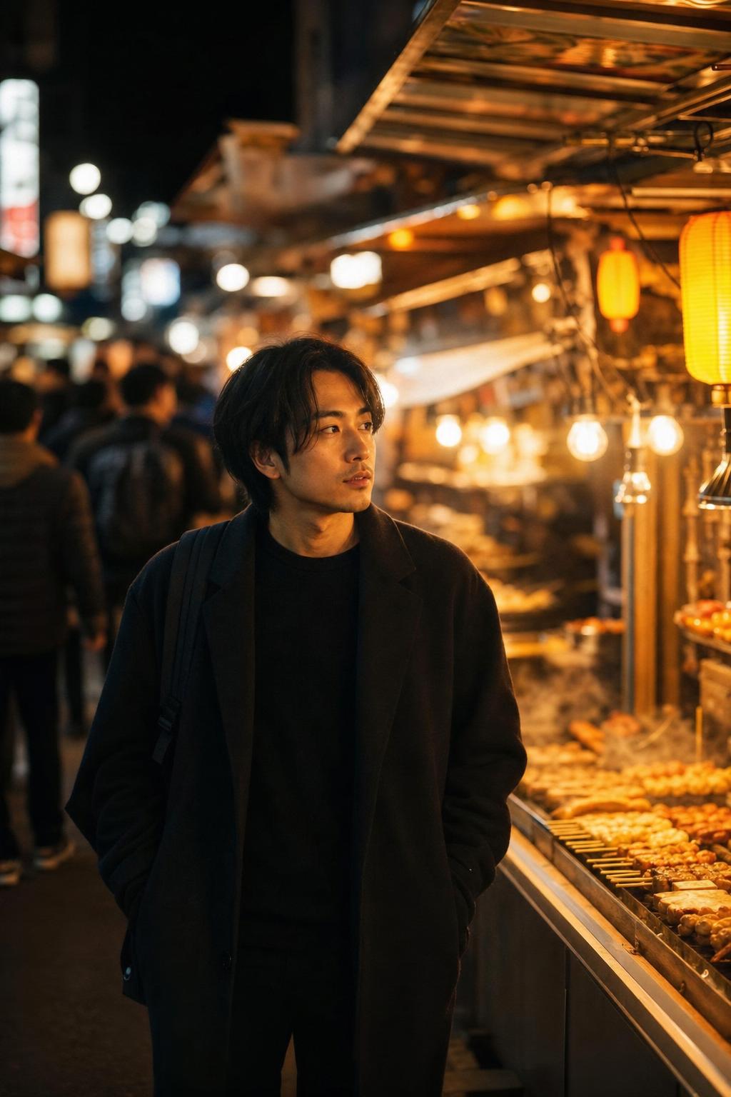 Street Food Night Market Portrait Prompt generated result example 3