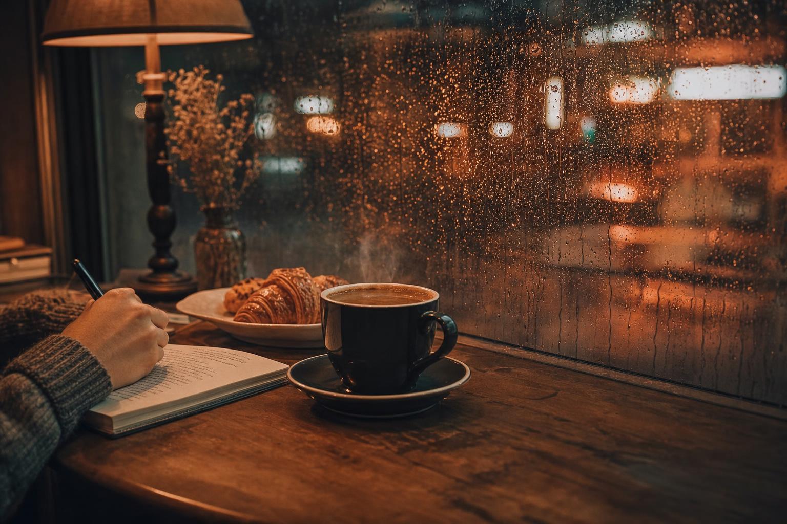 AI result created with Cozy Rainy Coffee Shop Prompt example 1