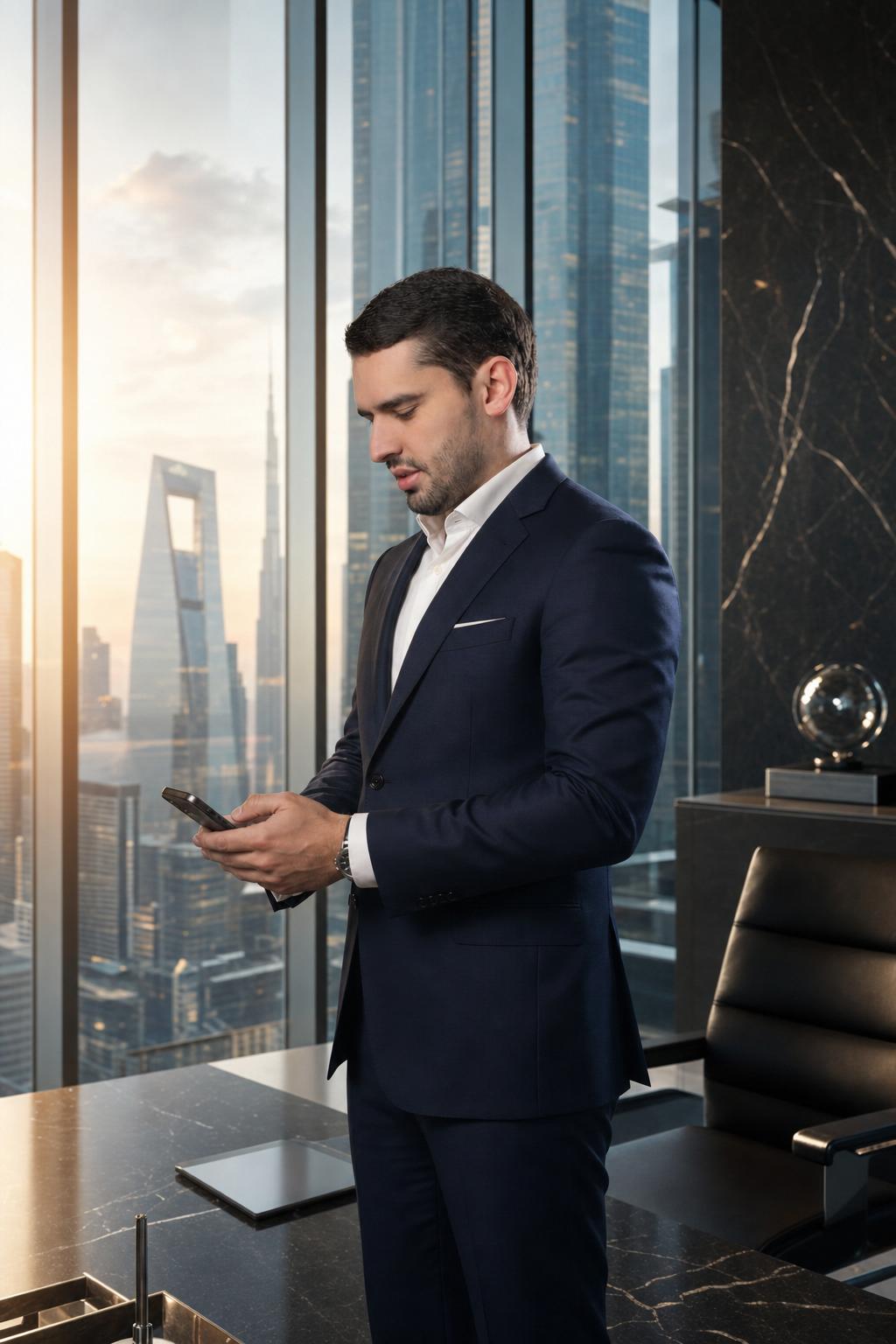 Billionaire CEO Glass Skyscraper Office Prompt generated result example 2