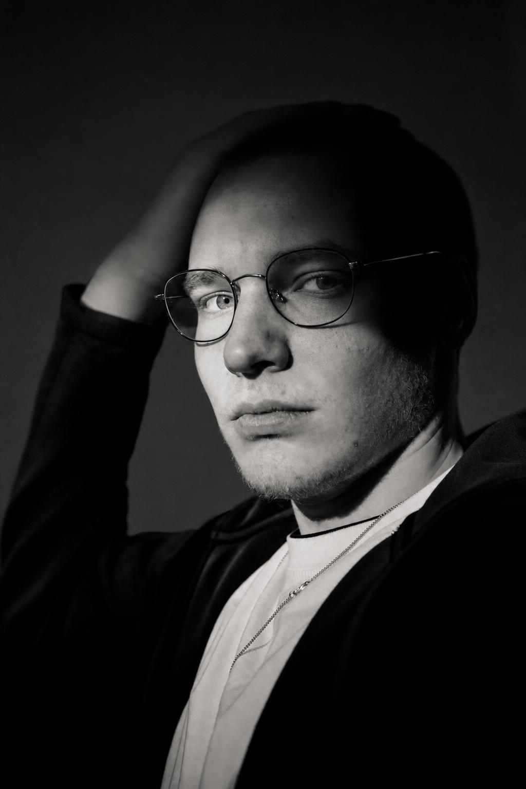 Monochrome Dramatic Male Studio Portrait Prompt for ChatGPT Example 2 after result