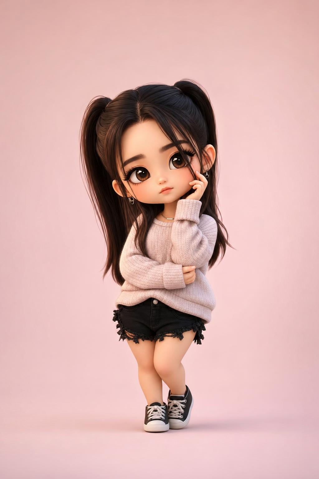 Cute 3D Mini Chibi Character Prompt Example 2 after result