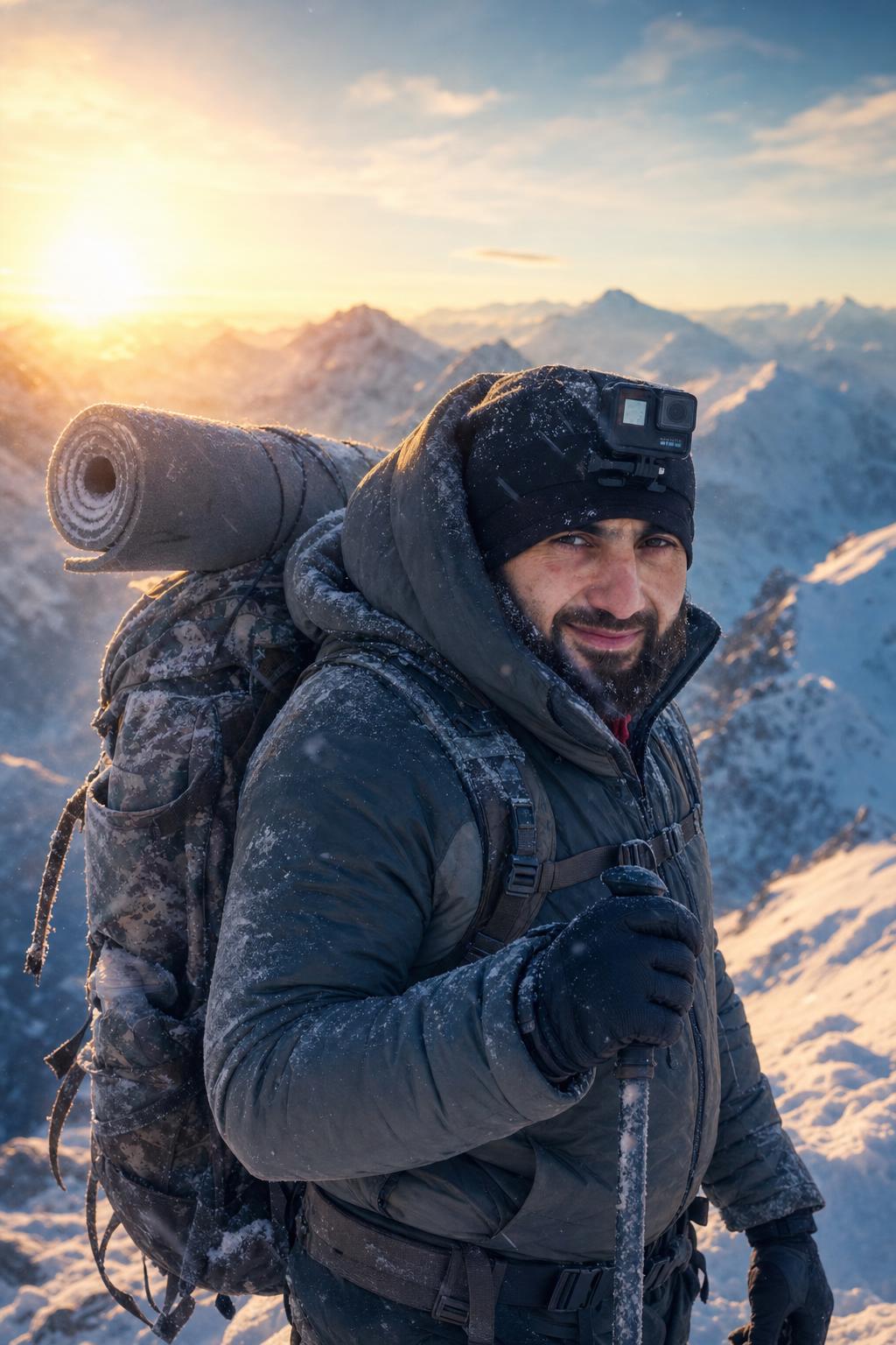 Mountain Summit Expedition Portrait Prompt generated result example 2