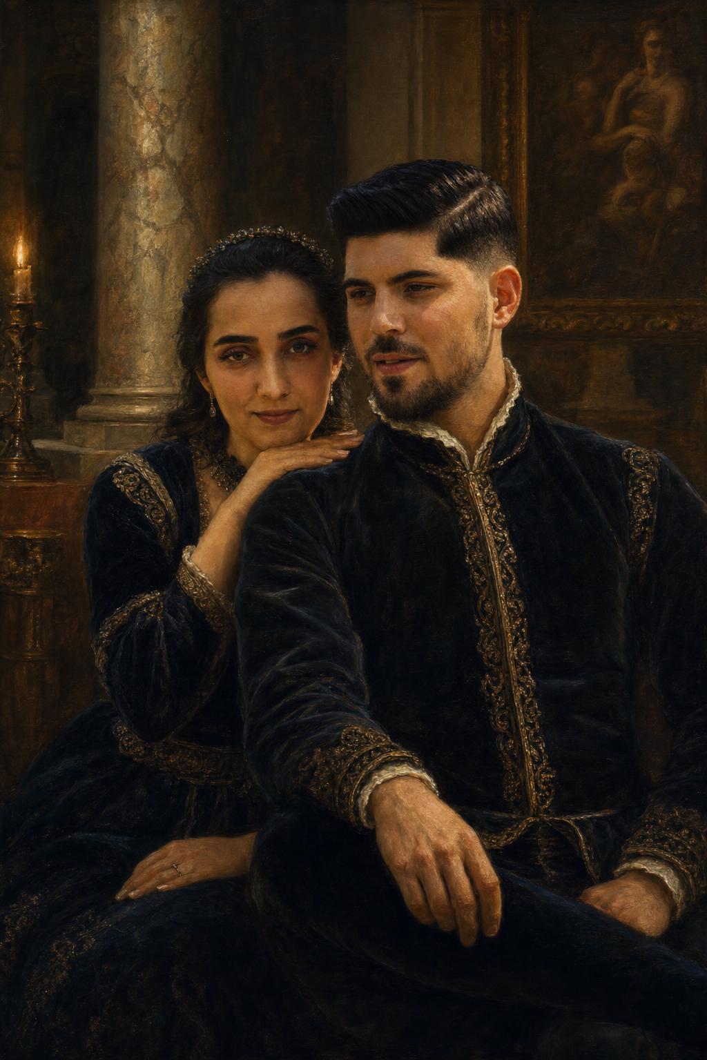AI portrait result created with Renaissance Oil Painting Portrait Prompt example 1