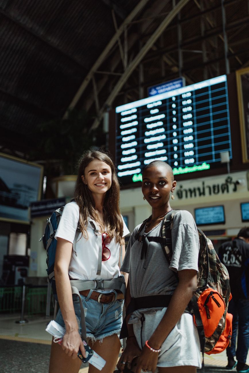 Vintage Train Station Traveler Portrait Prompt stock source reference example 3