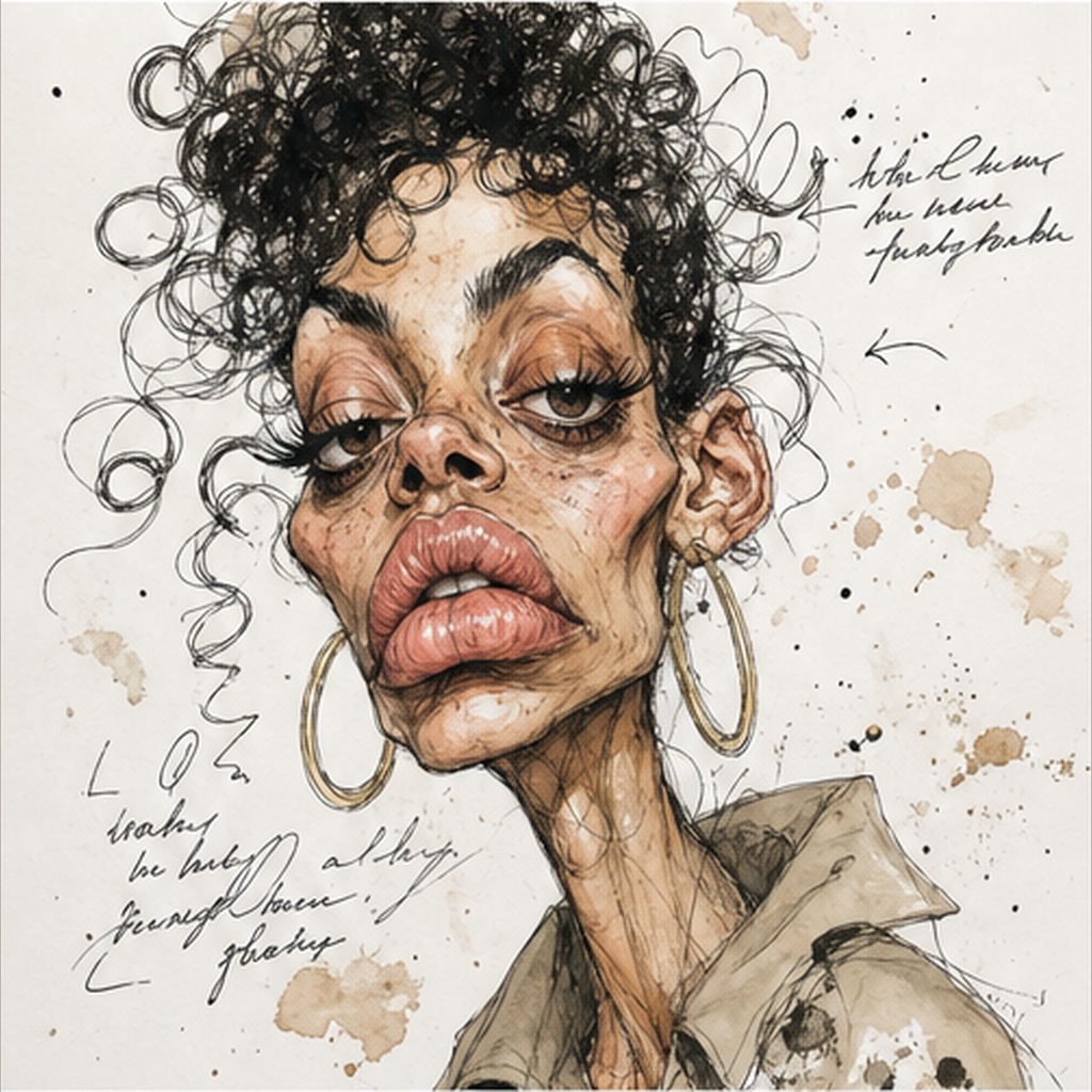 Grotesque Fashion Caricature Sketch generated result example 3
