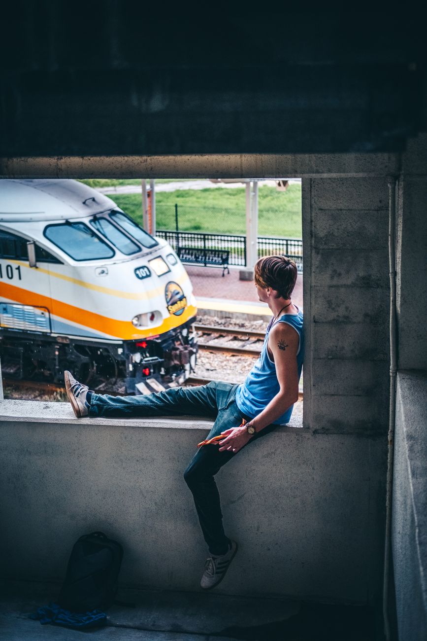 Vintage Train Station Traveler Portrait Prompt stock source reference example 2
