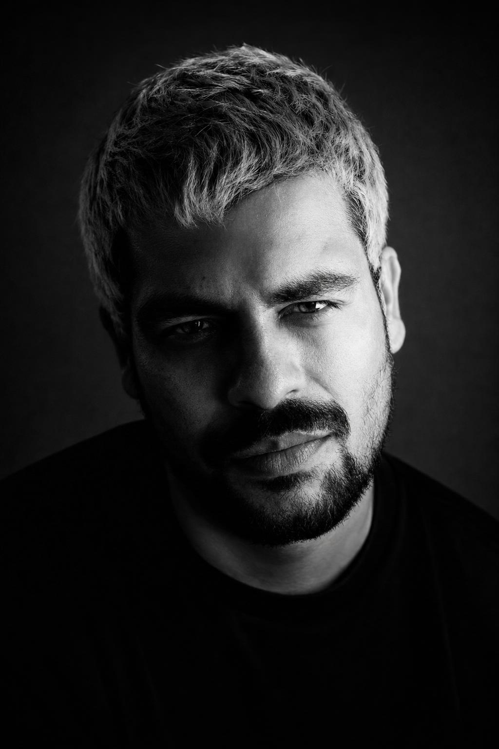 Monochrome Dramatic Male Studio Portrait Prompt for ChatGPT Example 1 after result