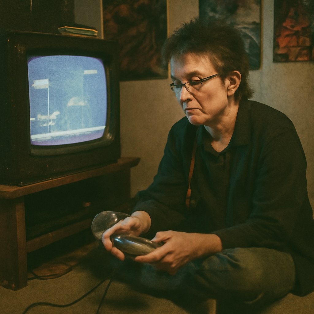 Retro 90s Game Room Photo Prompt Example 1 after result